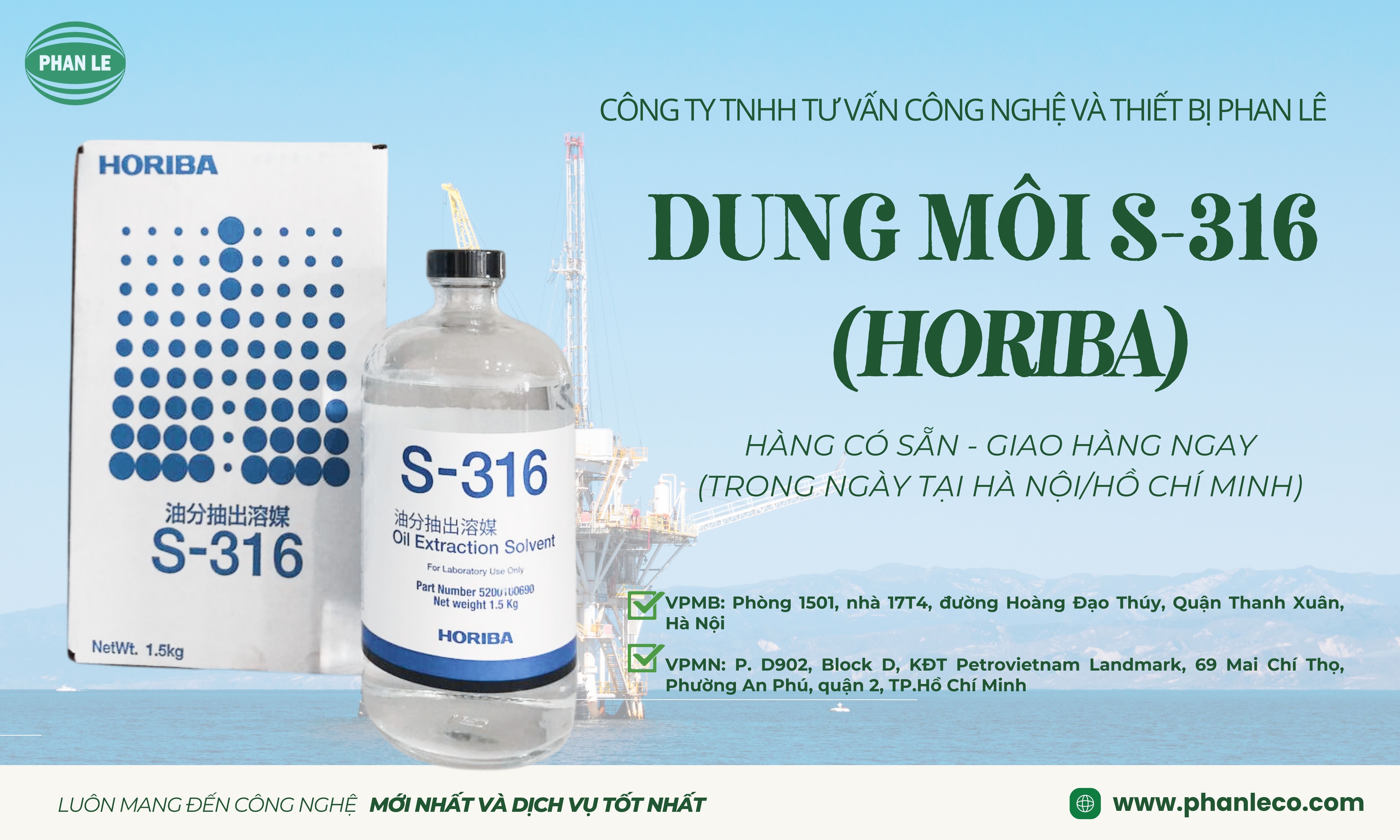 Giới thiệu về dung môi trích ly S316 (Horiba) cho máy đo hàm lượng dầu trong nước